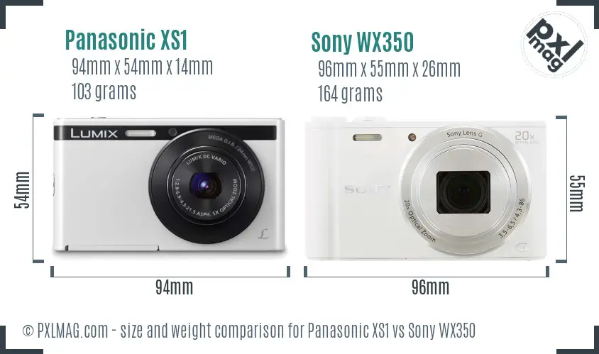 Panasonic XS1 vs Sony WX350 size comparison Panasonic XS1 vs Sony WX350 size comparison