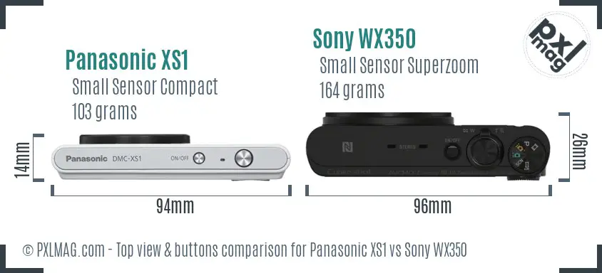 Panasonic XS1 vs Sony WX350 top view buttons comparison Panasonic XS1 vs Sony WX350 top view buttons comparison