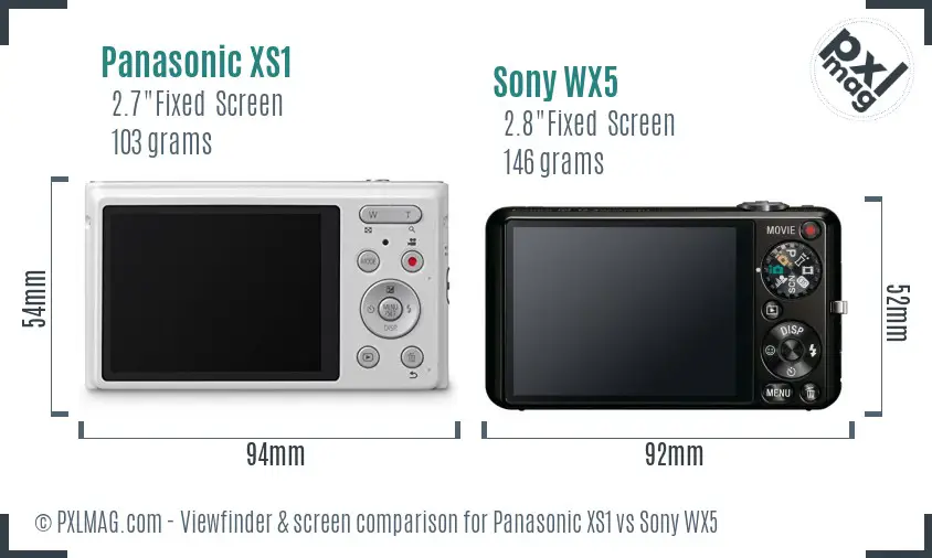 Panasonic XS1 vs Sony WX5 Screen and Viewfinder comparison