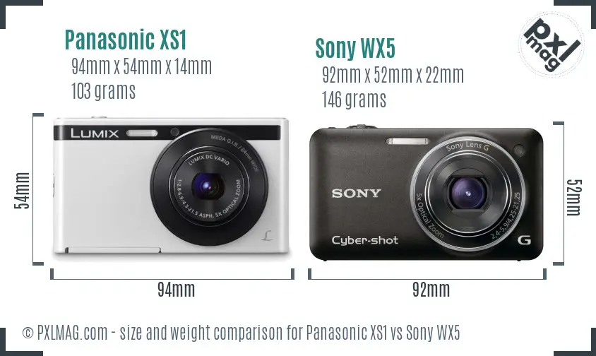 Panasonic XS1 vs Sony WX5 size comparison