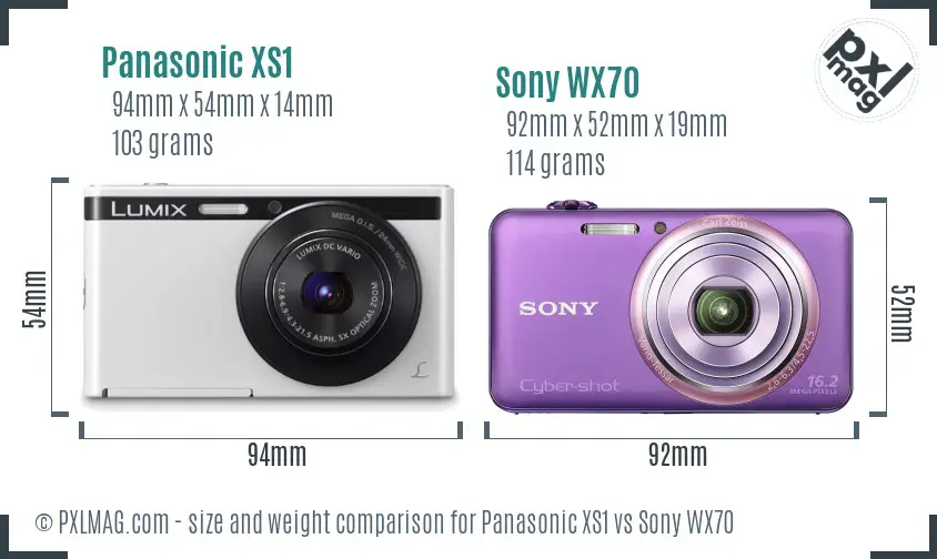 Panasonic XS1 vs Sony WX70 size comparison Panasonic XS1 vs Sony WX70 size comparison