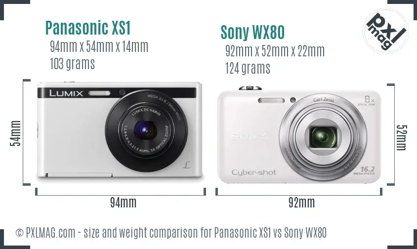 Panasonic XS1 vs Sony WX80 size comparison Panasonic XS1 vs Sony WX80 size comparison