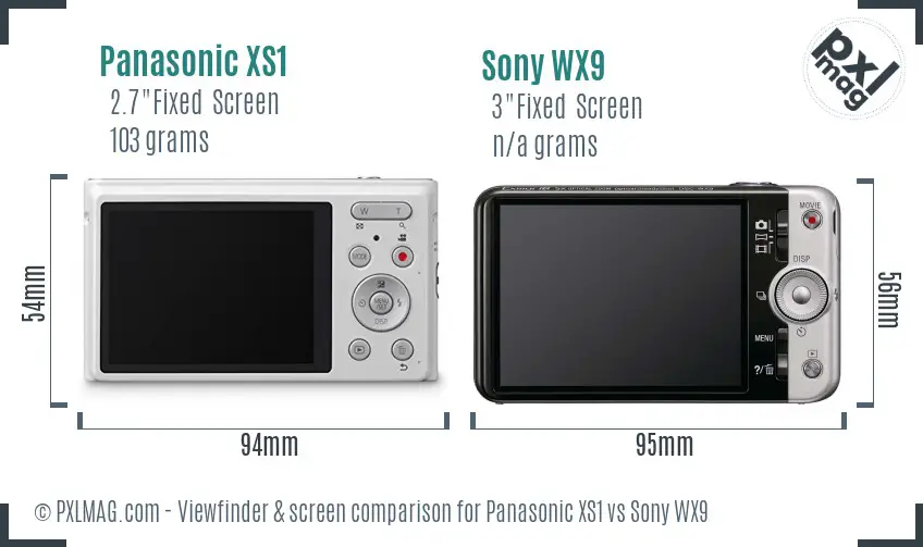 Panasonic XS1 vs Sony WX9 Screen and Viewfinder comparison Panasonic XS1 vs Sony WX9 Screen and Viewfinder comparison