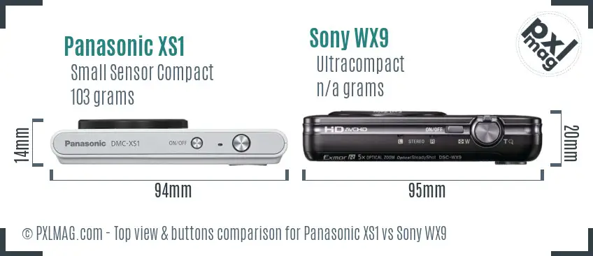 Panasonic XS1 vs Sony WX9 top view buttons comparison Panasonic XS1 vs Sony WX9 top view buttons comparison