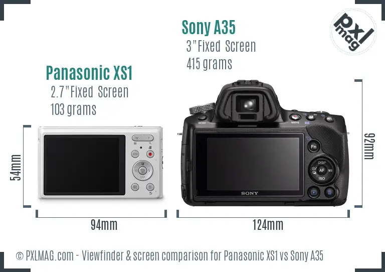 Panasonic XS1 vs Sony A35 Screen and Viewfinder comparison