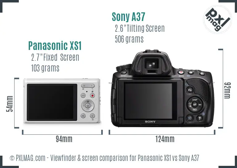 Panasonic XS1 vs Sony A37 Screen and Viewfinder comparison