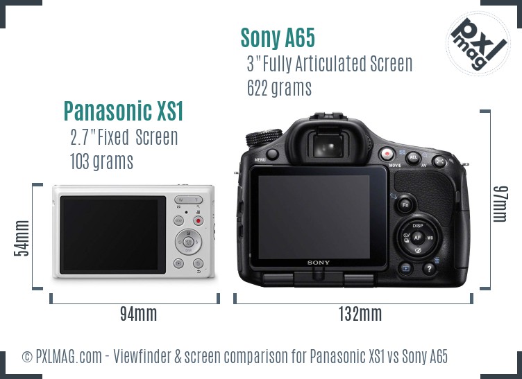 Panasonic XS1 vs Sony A65 Screen and Viewfinder comparison