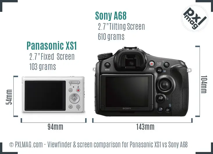 Panasonic XS1 vs Sony A68 Screen and Viewfinder comparison Panasonic XS1 vs Sony A68 Screen and Viewfinder comparison
