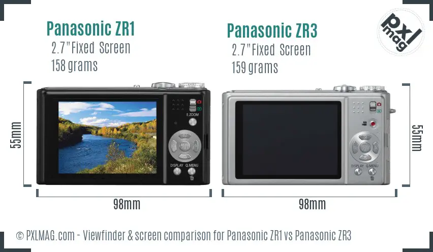 Panasonic ZR1 vs Panasonic ZR3 Screen and Viewfinder comparison