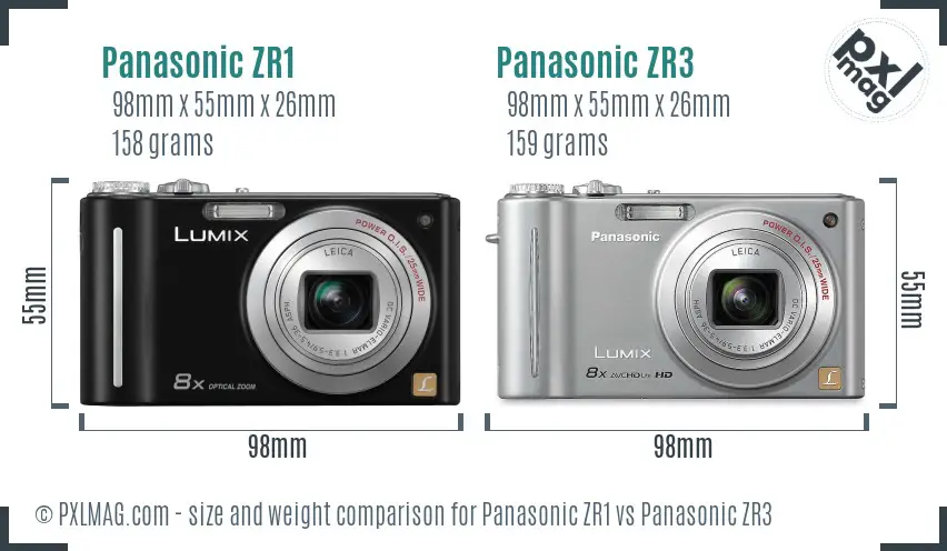 Panasonic ZR1 vs Panasonic ZR3 size comparison