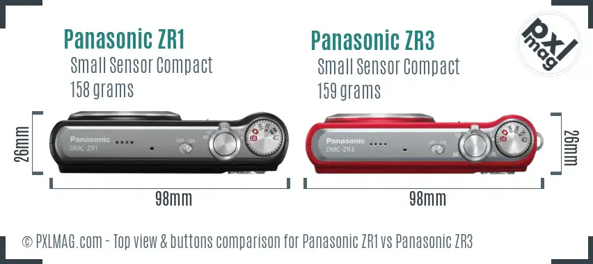 Panasonic ZR1 vs Panasonic ZR3 top view buttons comparison
