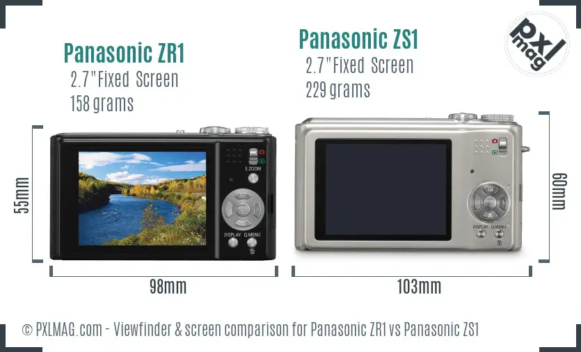 Panasonic ZR1 vs Panasonic ZS1 Screen and Viewfinder comparison
