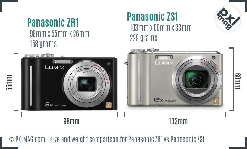 Panasonic ZR1 vs Panasonic ZS1 size comparison