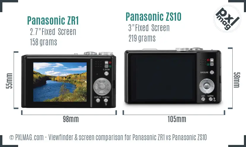 Panasonic ZR1 vs Panasonic ZS10 Screen and Viewfinder comparison