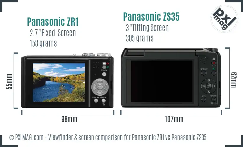 Panasonic ZR1 vs Panasonic ZS35 Screen and Viewfinder comparison