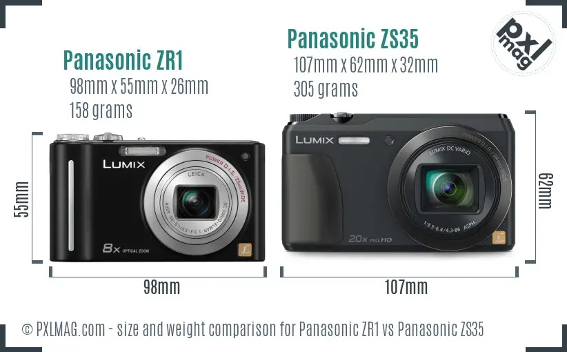 Panasonic ZR1 vs Panasonic ZS35 size comparison