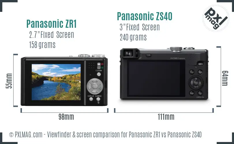 Panasonic ZR1 vs Panasonic ZS40 Screen and Viewfinder comparison