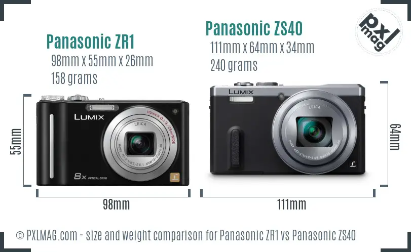 Panasonic ZR1 vs Panasonic ZS40 size comparison