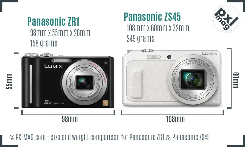 Panasonic ZR1 vs Panasonic ZS45 size comparison