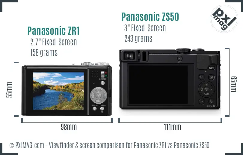 Panasonic ZR1 vs Panasonic ZS50 Screen and Viewfinder comparison