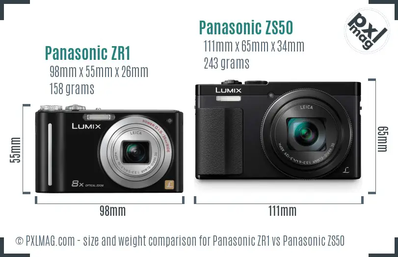 Panasonic ZR1 vs Panasonic ZS50 size comparison