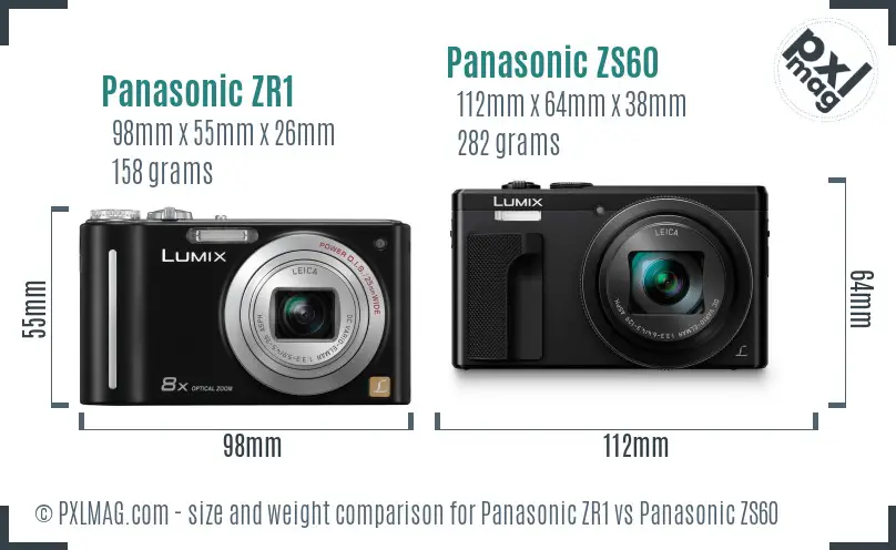 Panasonic ZR1 vs Panasonic ZS60 size comparison