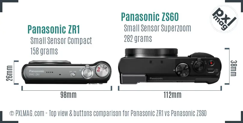 Panasonic ZR1 vs Panasonic ZS60 top view buttons comparison