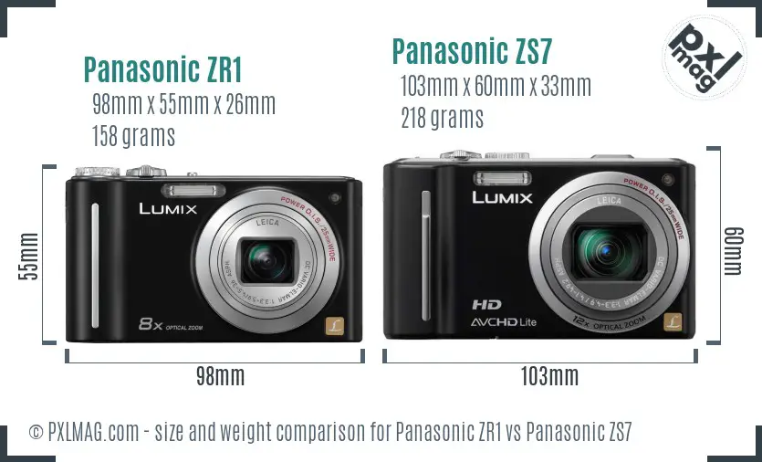 Panasonic ZR1 vs Panasonic ZS7 size comparison