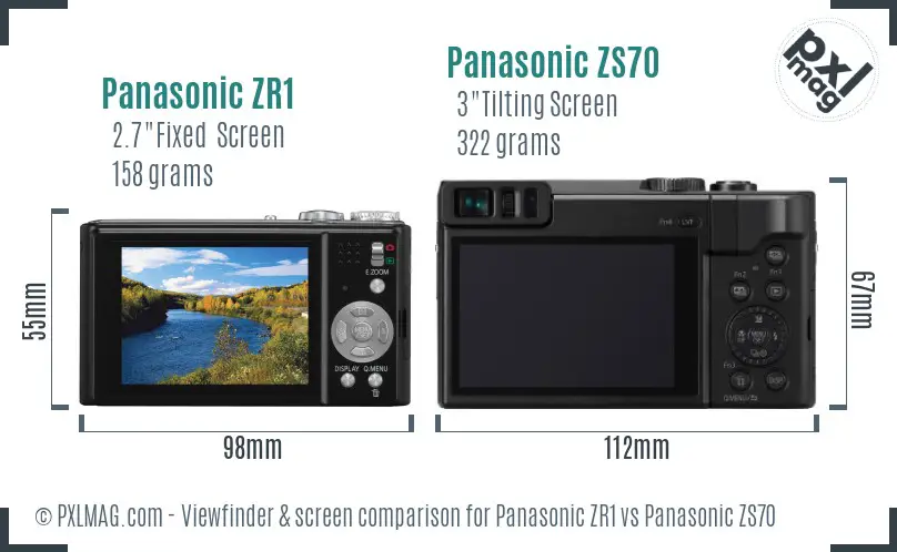 Panasonic ZR1 vs Panasonic ZS70 Screen and Viewfinder comparison