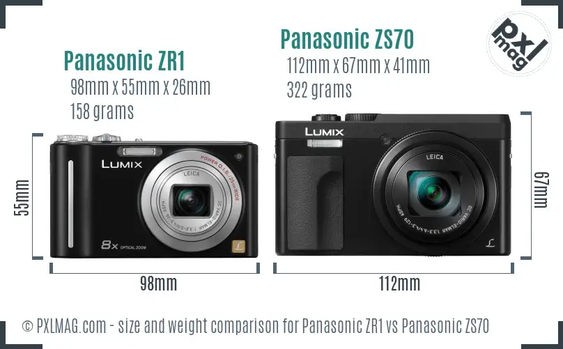 Panasonic ZR1 vs Panasonic ZS70 size comparison