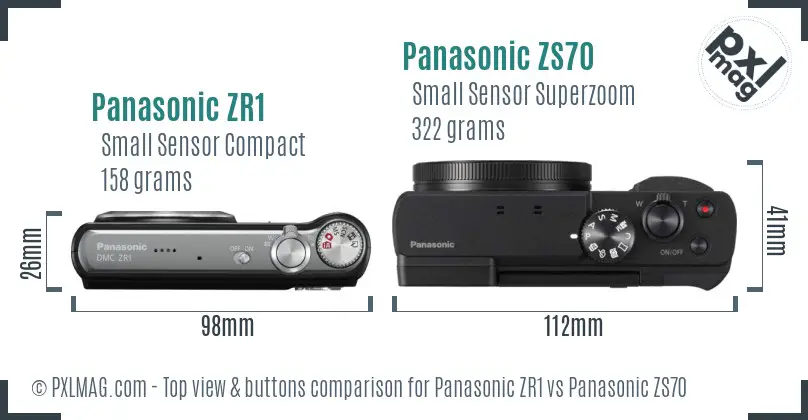 Panasonic ZR1 vs Panasonic ZS70 top view buttons comparison