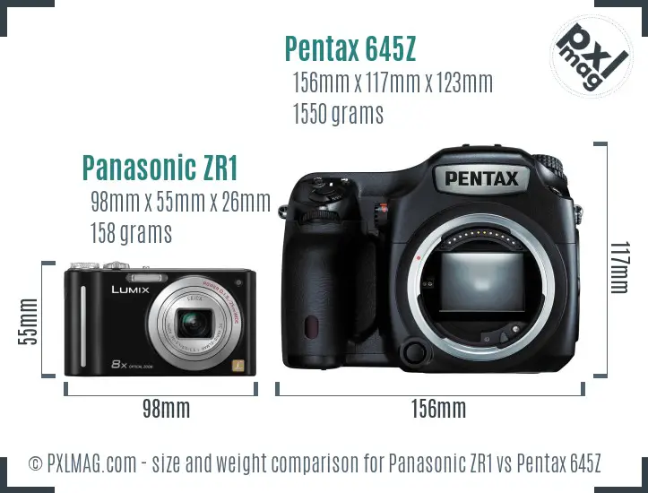 Panasonic ZR1 vs Pentax 645Z size comparison
