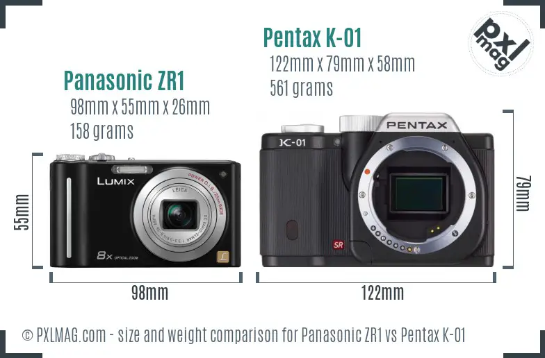 Panasonic ZR1 vs Pentax K-01 size comparison