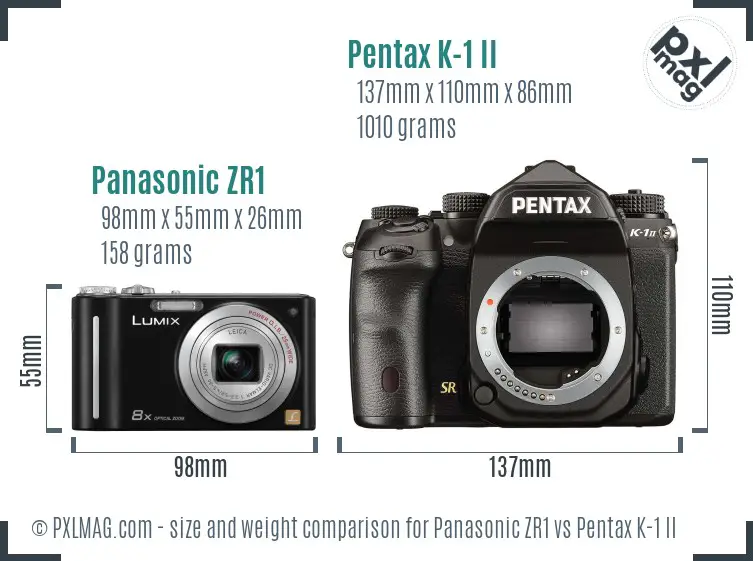 Panasonic ZR1 vs Pentax K-1 II size comparison