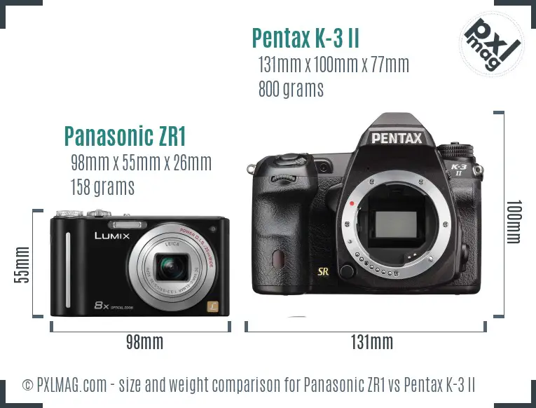 Panasonic ZR1 vs Pentax K-3 II size comparison