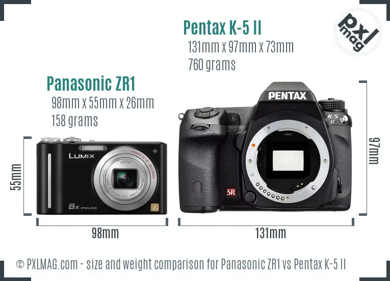 Panasonic ZR1 vs Pentax K-5 II size comparison