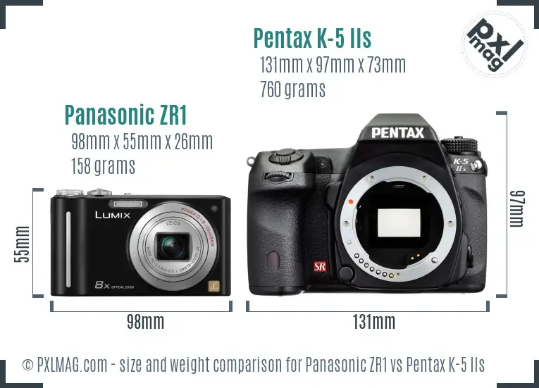 Panasonic ZR1 vs Pentax K-5 IIs size comparison