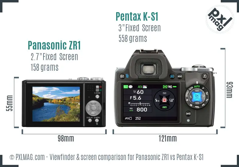 Panasonic ZR1 vs Pentax K-S1 Screen and Viewfinder comparison
