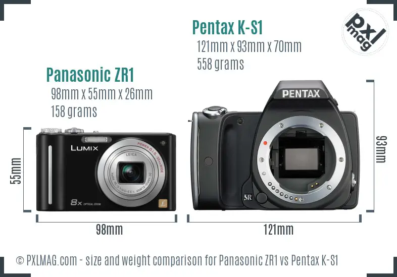 Panasonic ZR1 vs Pentax K-S1 size comparison