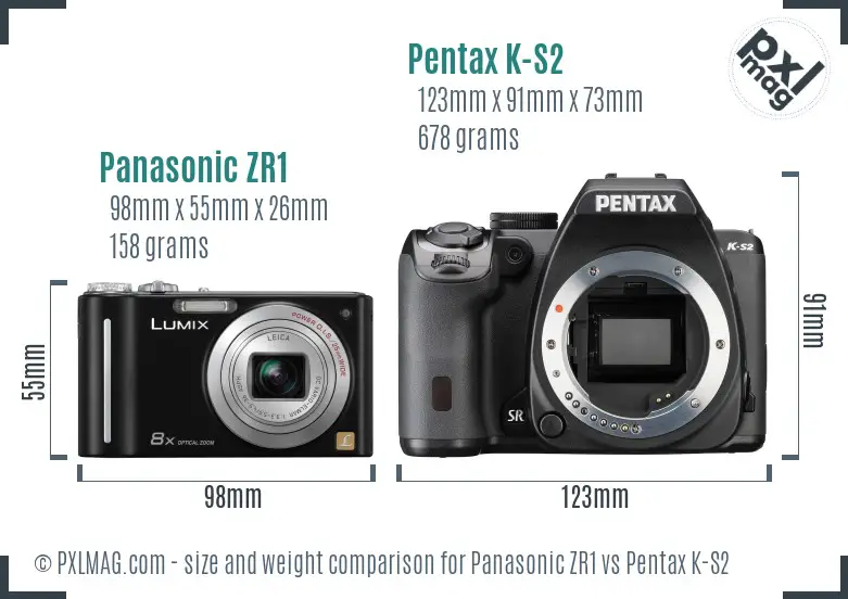 Panasonic ZR1 vs Pentax K-S2 size comparison