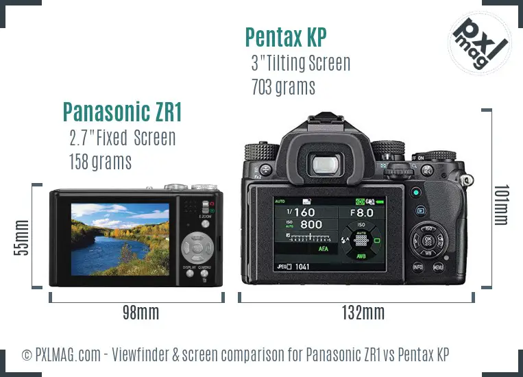 Panasonic ZR1 vs Pentax KP Screen and Viewfinder comparison