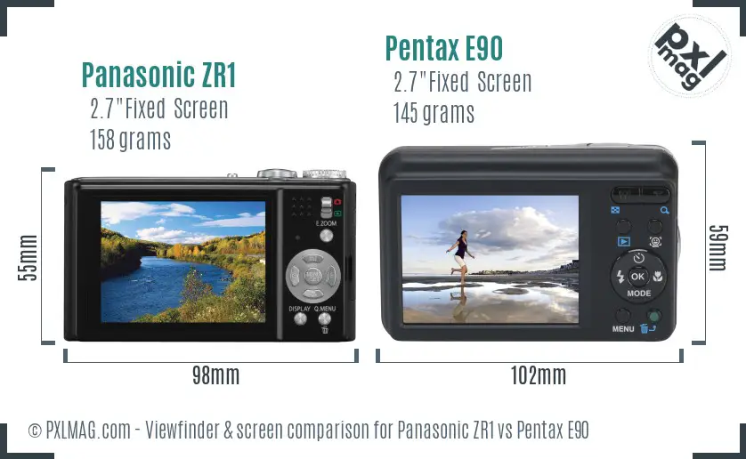 Panasonic ZR1 vs Pentax E90 Screen and Viewfinder comparison