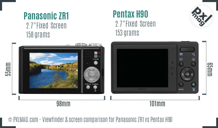 Panasonic ZR1 vs Pentax H90 Screen and Viewfinder comparison