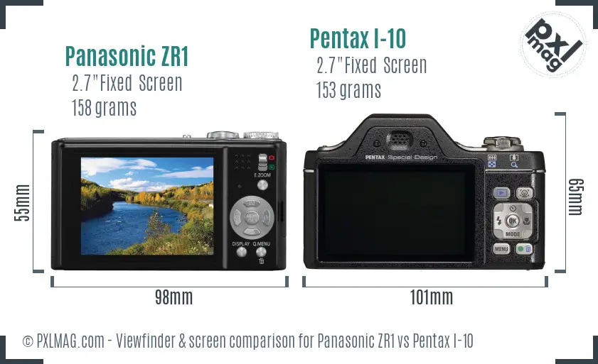 Panasonic ZR1 vs Pentax I-10 Screen and Viewfinder comparison