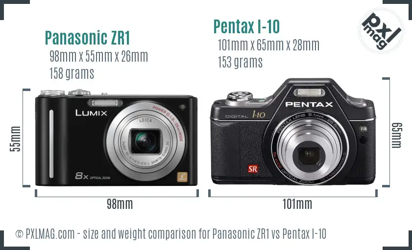 Panasonic ZR1 vs Pentax I-10 size comparison