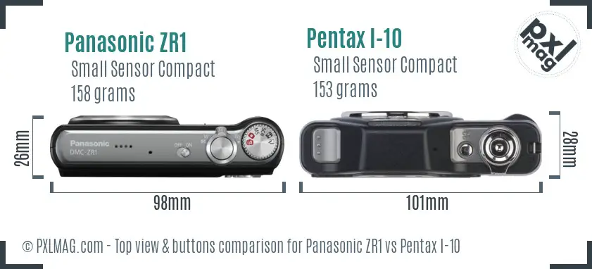 Panasonic ZR1 vs Pentax I-10 top view buttons comparison
