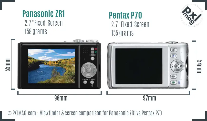 Panasonic ZR1 vs Pentax P70 Screen and Viewfinder comparison