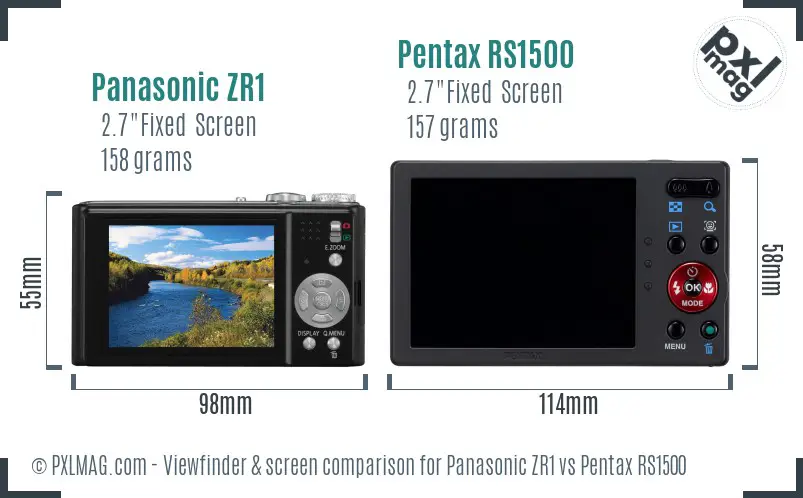 Panasonic ZR1 vs Pentax RS1500 Screen and Viewfinder comparison
