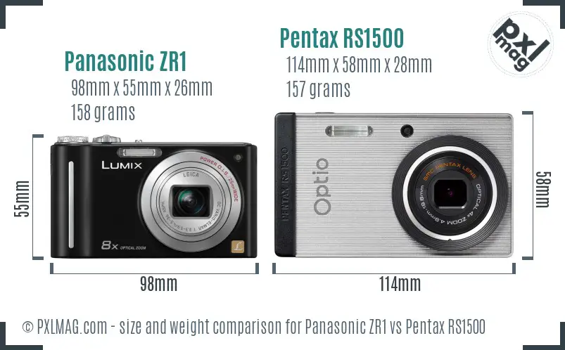 Panasonic ZR1 vs Pentax RS1500 size comparison