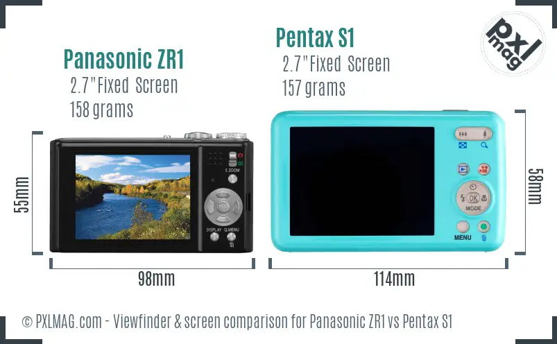 Panasonic ZR1 vs Pentax S1 Screen and Viewfinder comparison